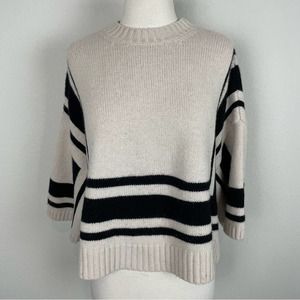 Derek Lam 10 Crosby Tan Black Cropped Wool Sweater Small